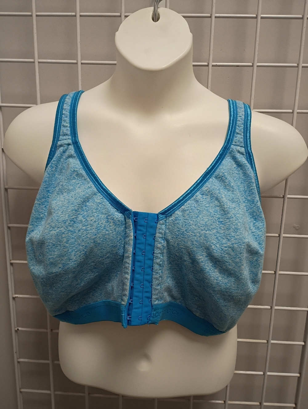 Front-Closure Light Blue Soft Support Sports Bra